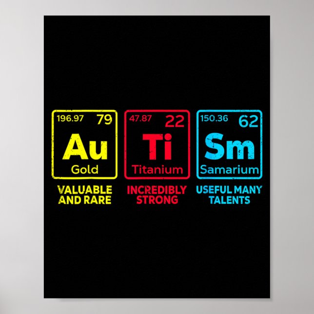 Poster Elementos de Conscientização do Autismo Tabela Per (Frente)