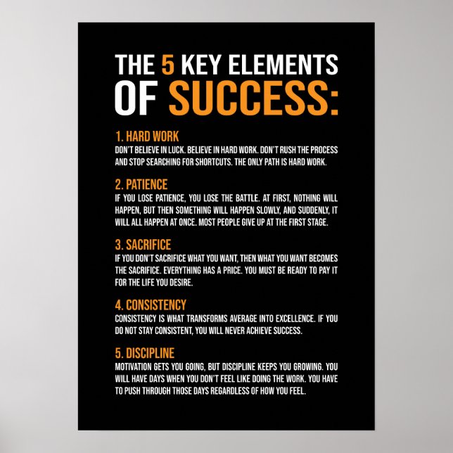 Poster Elementos De Sucesso, Gym, Hustle, Sucesso, Inspir (Frente)