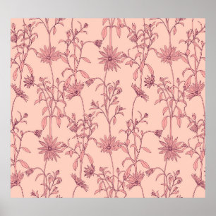 Poster Elementos de vintagem floral, fundo sem costura.