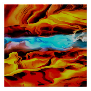 Póster Elementos Quentes E Frio Abstrato De Pó Acrílico
