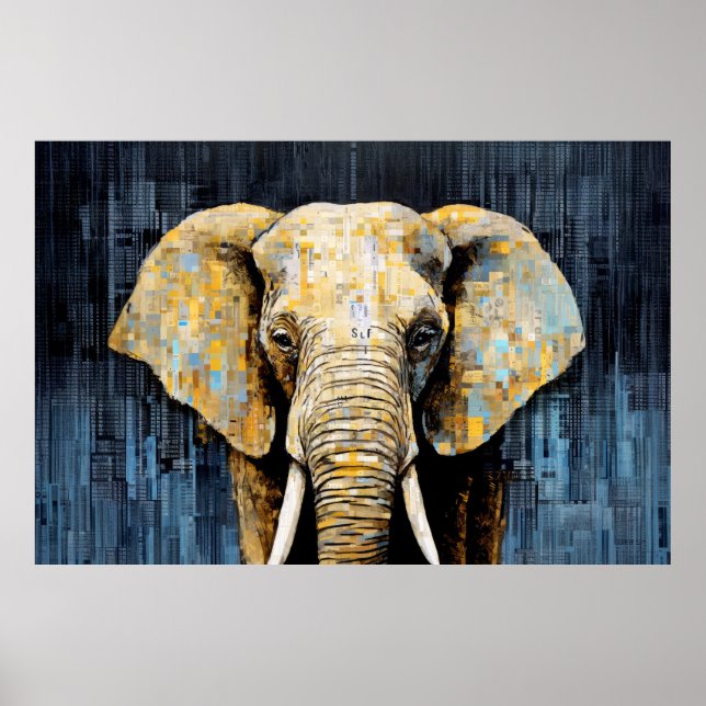 Poster Elephant Animal Art Decor Paint Mosaico (Frente)