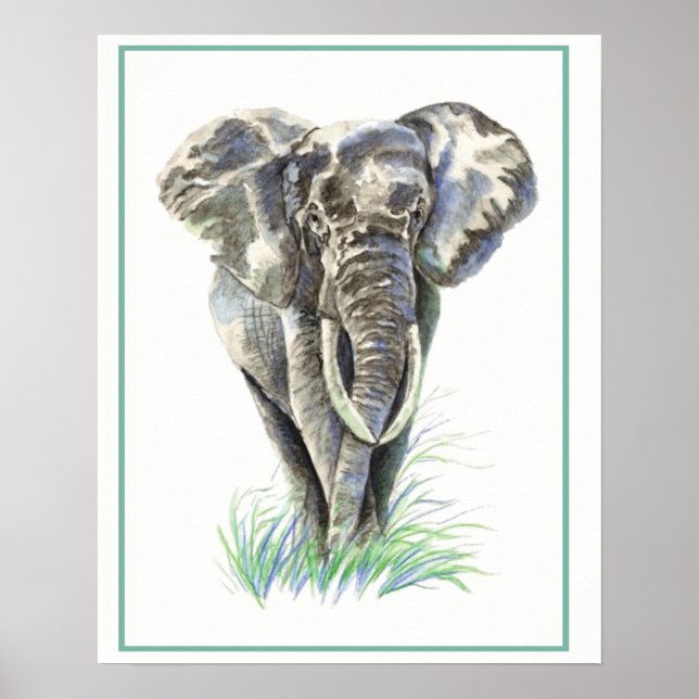 Póster Elephant Animal Nature art (Frente)