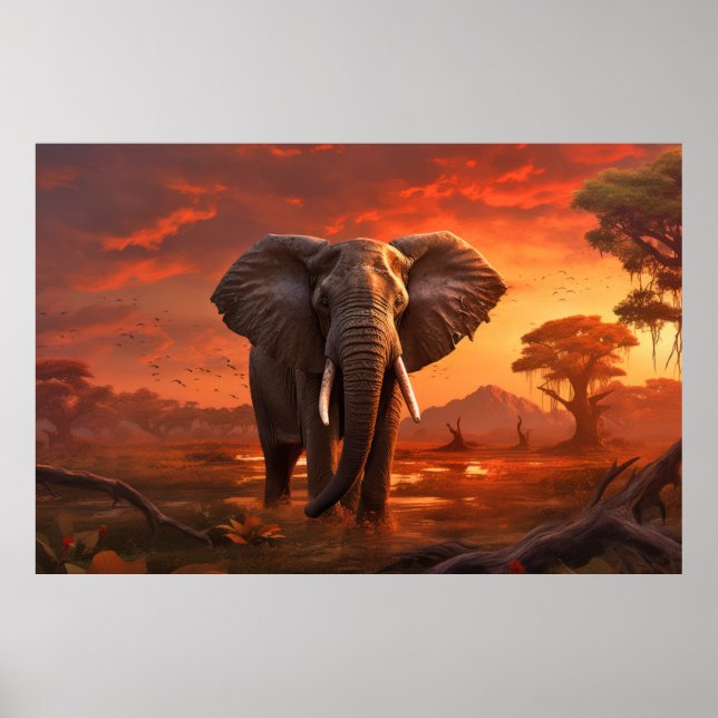 Poster Elephant Animal Wilderness Arte Colorida (Frente)