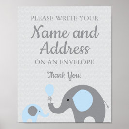 Poster Elephant Azul Escreva seu nome e endereço no envel
