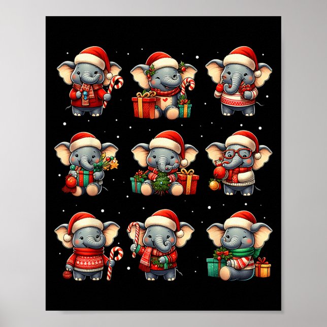 Poster Elephant Christmas Funny Elephant Lover Pajama Men (Frente)