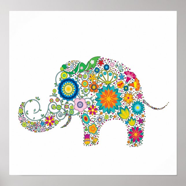 Poster Elephant Floral Art (Frente)