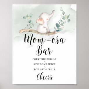 Poster Elephant greenery eucalyptus momosa bar