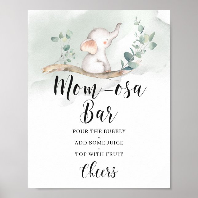 Poster Elephant greenery eucalyptus momosa bar (Frente)