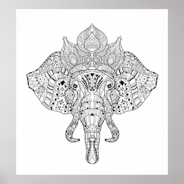 Poster Elephant Head Inspirou Doodle 2 (Frente)