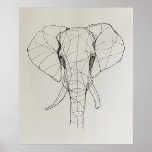 Poster Elephant Head minimalista line art