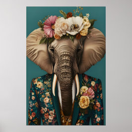 Poster Elephant In Suit Poster, Elephant Portrait