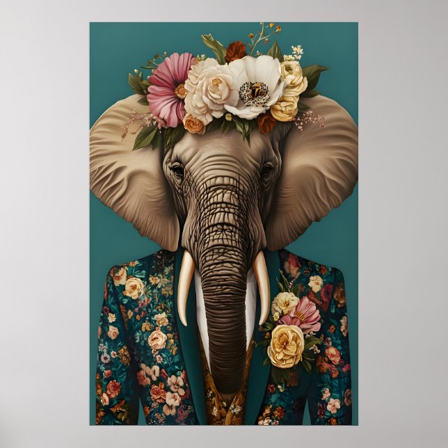 Poster Elephant In Suit Poster, Elephant Portrait (Frente)