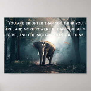 Poster Elephant in the forest with a positive quote