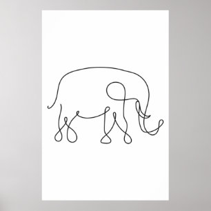 Poster Elephant Line Art