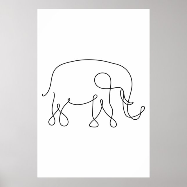 Poster Elephant Line Art (Frente)