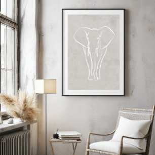 Póster Elephant Line Art   Poster Safari minimalista