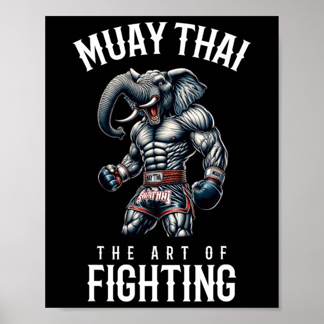 Poster Elephant Muay Thai - Muay Thai e Elefante Tailandê (Frente)