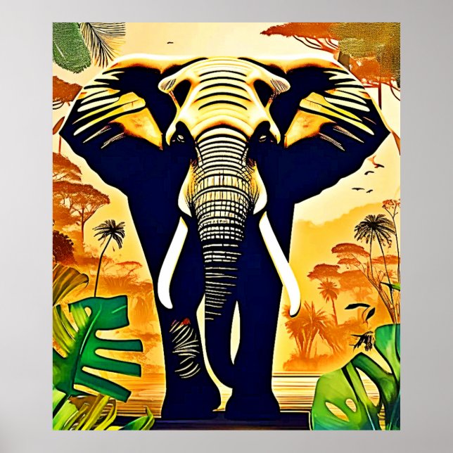Poster Elephant Portrait Jungle View (Frente)