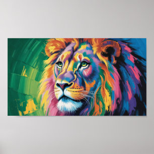 Poster Elétrica Mane Lion - Neon Dreams Willife Art
