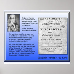 Póster Eletricidade Benjamin Franklin da física da