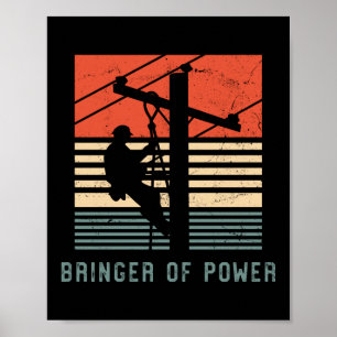 Poster Elétrico Lineman Bringer De Energia Retro Vintage
