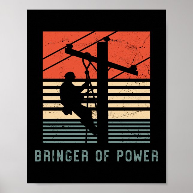 Poster Elétrico Lineman Bringer De Energia Retro Vintage (Frente)