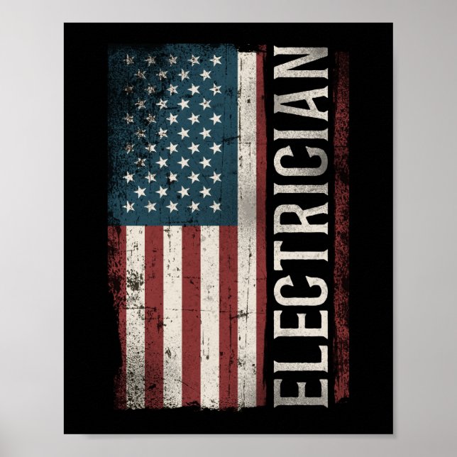 Poster Elétrico Lineman Eletrico (Bandeira Americana) (Frente)