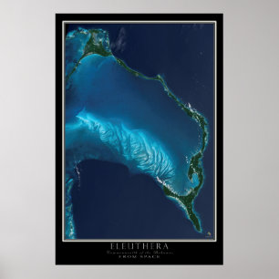 Póster Eleuthera Bahamas Do Mapa Espacial Por Satélite