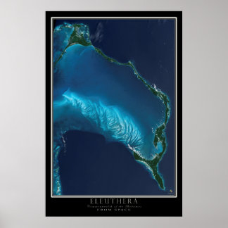 Póster Eleuthera Bahamas Do Mapa Espacial Por Satélite