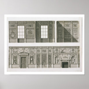 Poster Elevação da biblioteca na casa de Syon, c.1760-6