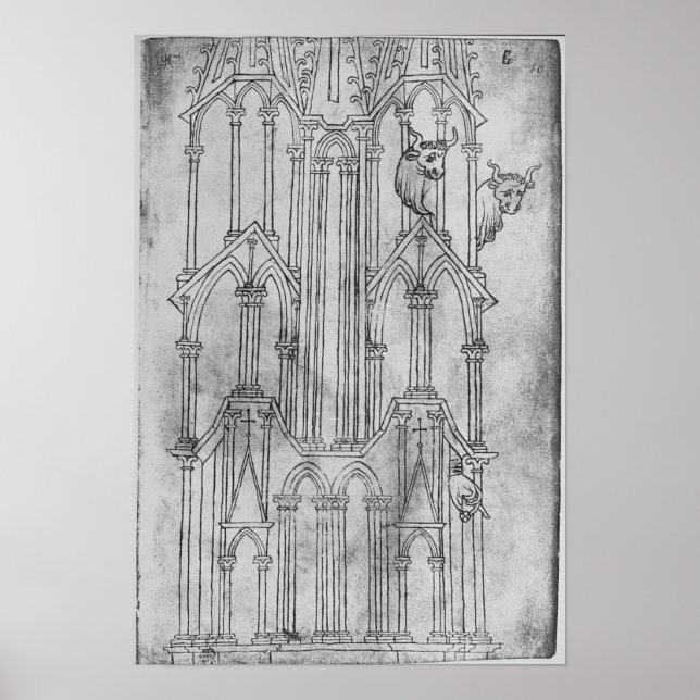 Póster Elevação da torre da Catedral de Laon (Frente)