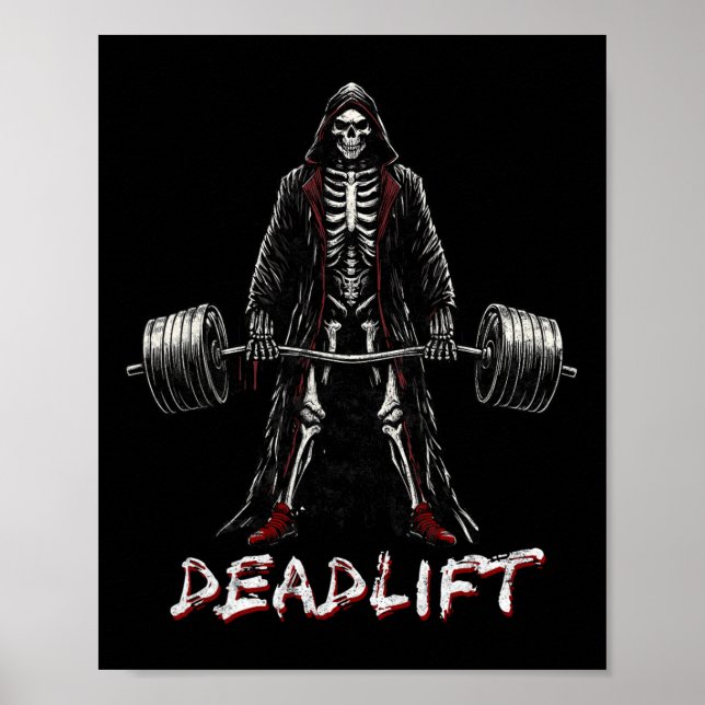 Poster Elevação do Skeleton Halloween Piadas Gym Levantam (Frente)
