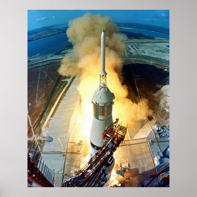 Poster Elevação do veículo espacial Apollo 11 Saturn V (Frente)