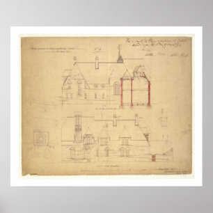 Póster Elevações para a Casa Vermelha, Bexley Heath (cane