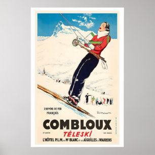 Poster Elevador de Esqui Comblou França Pôster de Esqui V