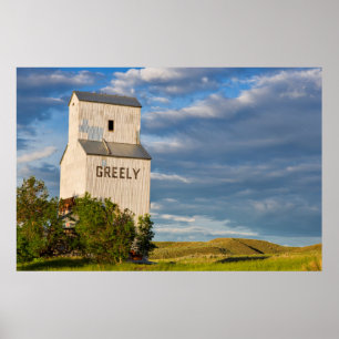 Póster Elevador de grão velho em Virgelle, Montana, EUA