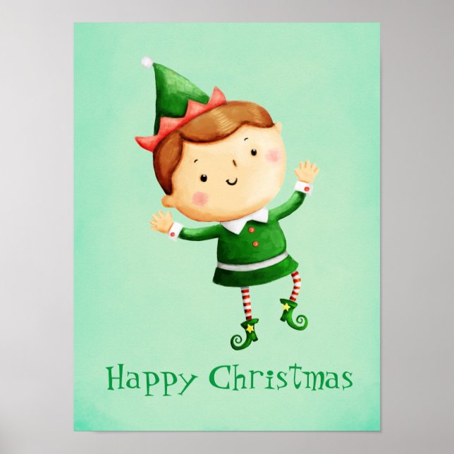 Poster Elf de Natal Bonito (Frente)