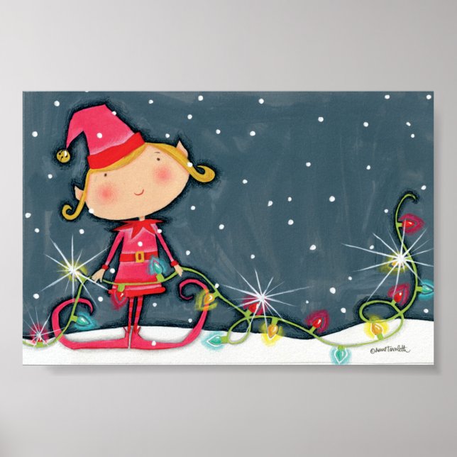 Poster Elf de Natal brilhante (Frente)