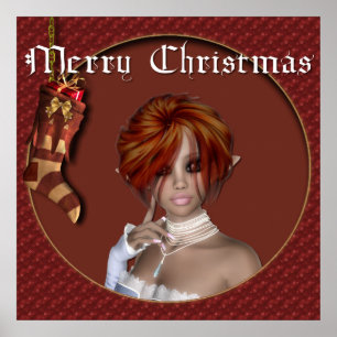 Póster Elf de Natal - Redhead Design 1 - Fantasy Impressã