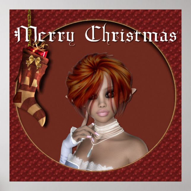 Póster Elf de Natal - Redhead Design 1 - Fantasy Impressã (Frente)