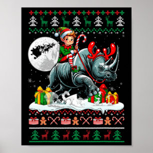 Poster Elf do Sweater de Natal Andando Rino Matando Crian