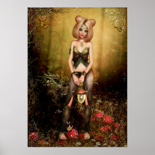 Poster Elf no Trabalho de arte do Woods Fantasy