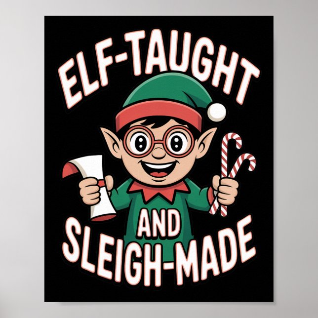 Poster Elf Taught E Elf De Natal Engraçado E Engraçado (Frente)