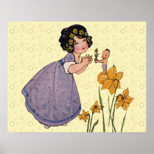 Póster Elfo de Jardim Narciso Terra das Fadas Primavera P