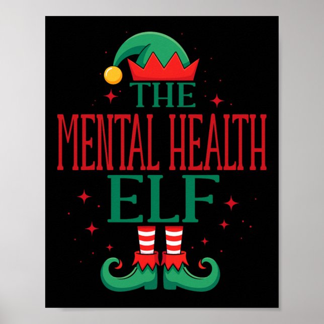 Poster Elfo engraçado da saúde mental Natal Férias para M (Frente)