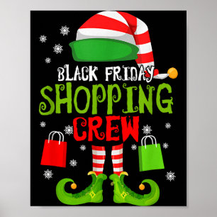 Poster Elfo Natal Compras Preto Engraçado Sexta-feira Com