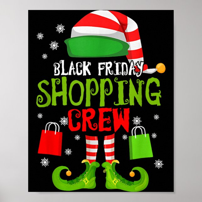 Poster Elfo Natal Compras Preto Engraçado Sexta-feira Com (Frente)