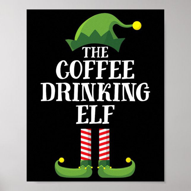 Poster Elfo que Bebe Café Grupo Familiar Combinando Natal (Frente)