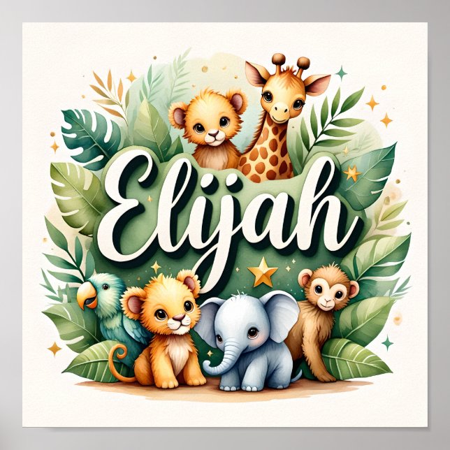 Poster Elijah Safari Nursery Wall Art (Frente)