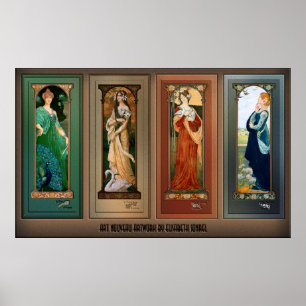 Poster Élisabeth Sonrel Art Nouveau Maiden Bird